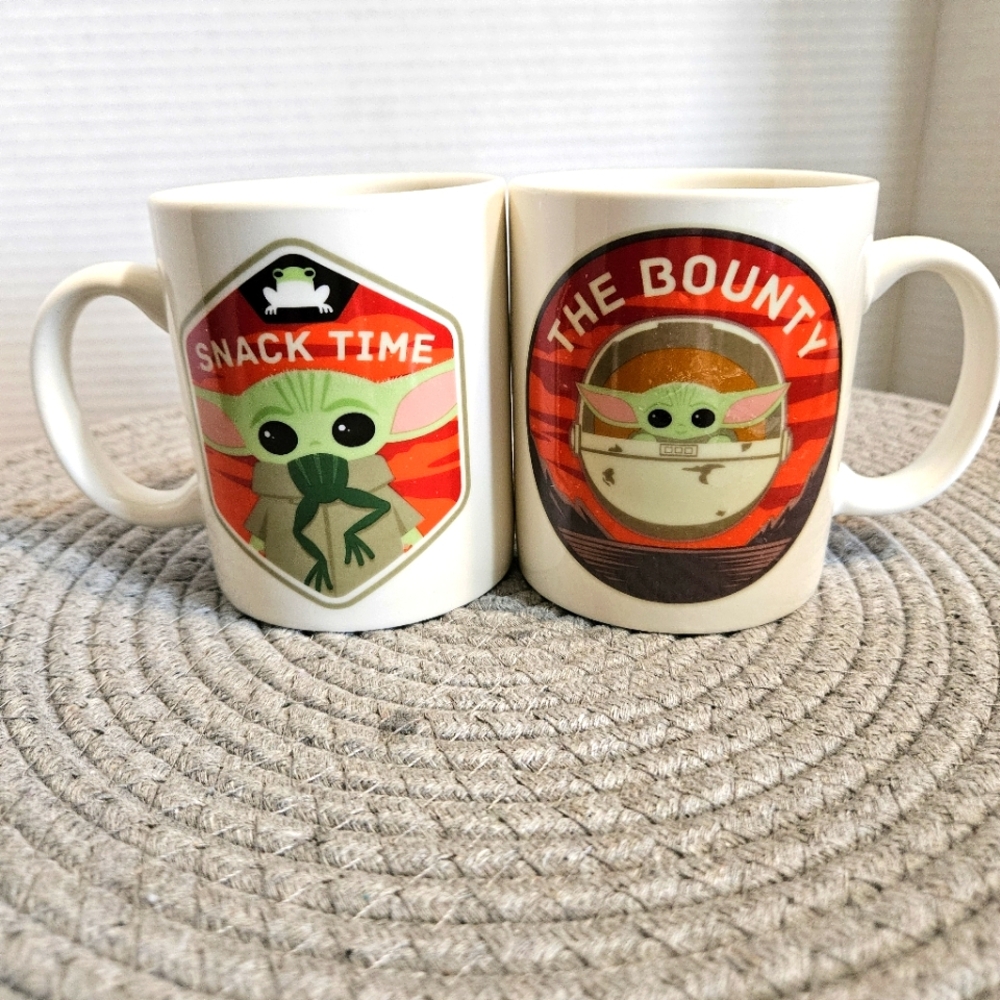Starwars Pair Of Baby Yoda Snack Time and The Bounty Mugs